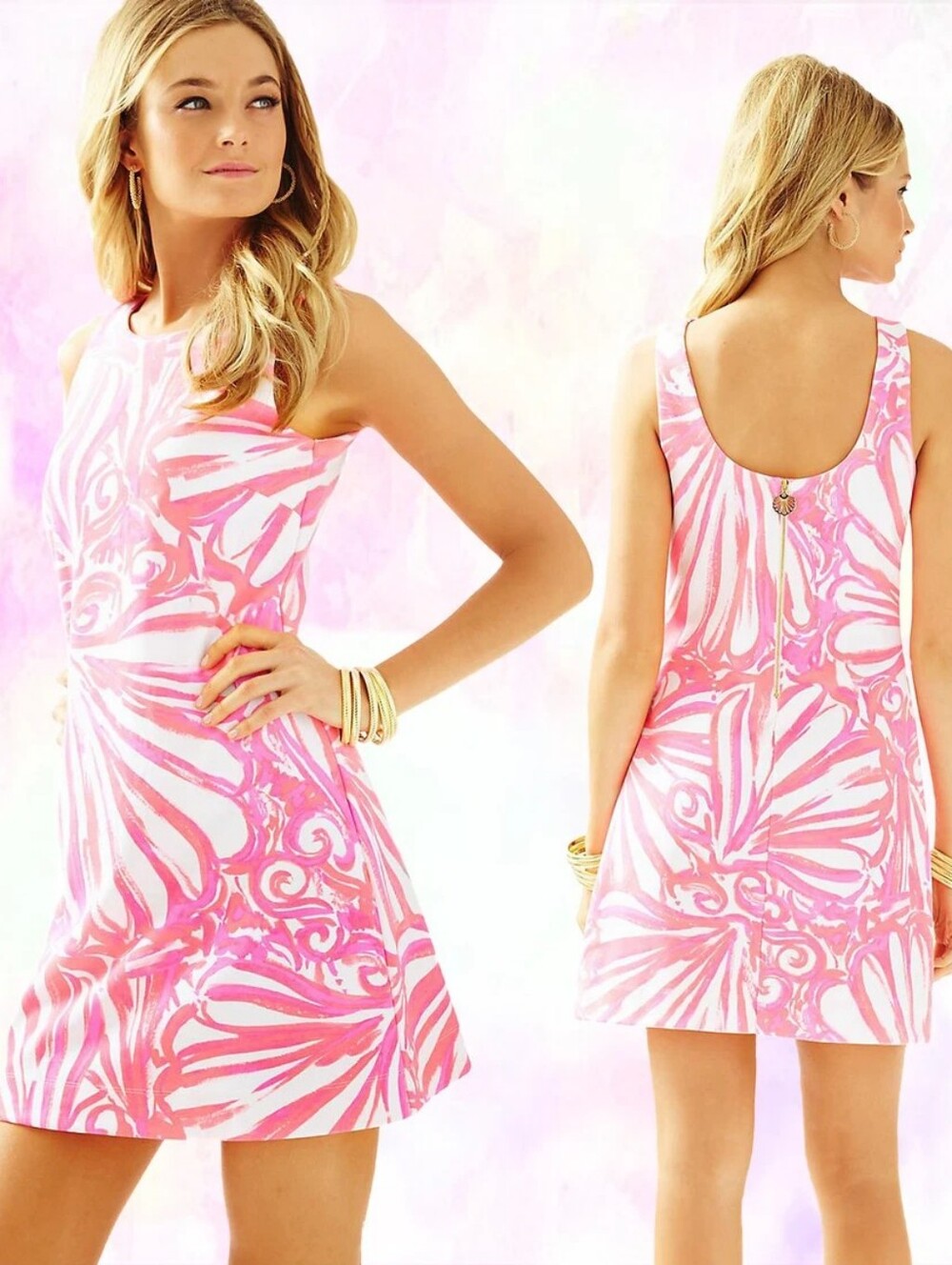 Lilly Pulitzer Callie Shift Dress Pink Sun Ray Shimmy Shimmy ** Size Medium